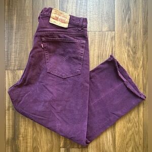Levis 554 Jeans woman’s 38x 32 Purple High Rise wide leg Vintage Ankle Raw Hem